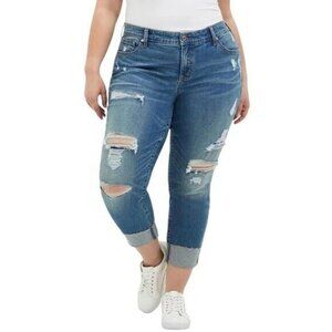 Torrid Crop Boyfriend Straight Vintage Stretch Mid-Rise Jean Size 18